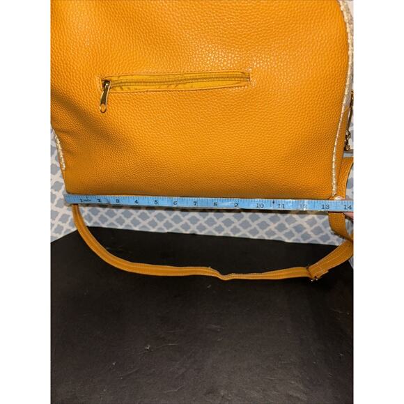 Frida Khalo Caricature Knit Mexican Purse Woven Mustard Yellow Crossbody Tote EU - Picture 7 of 9